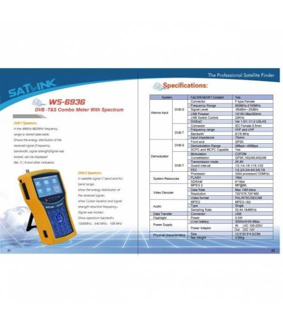 satlink ws-6936 HD satfinder pointeur satellite