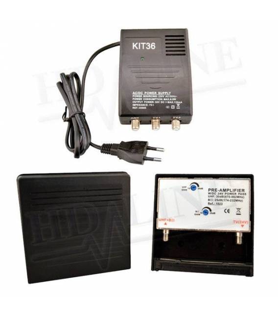 HD-LINE HD-KIT36 D'AMPLIFICATION ANTENNE UHF VHF FM Amplificateur TNT