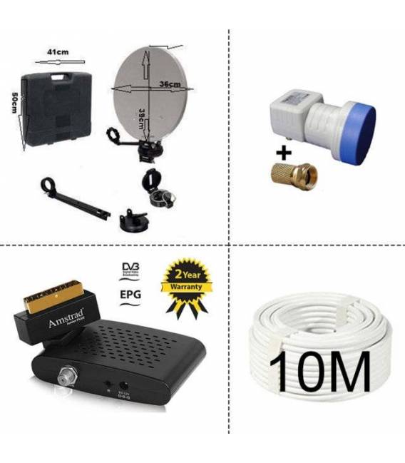 KIT PARABOLE CAMPING MINI DEMODULATEUR SATELLITE FTA