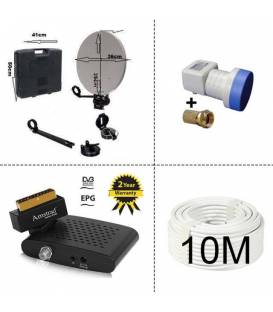 KIT SATELLITE DISH ANTENNA CAMPING MINI SATELLITE RECEIVER FTA