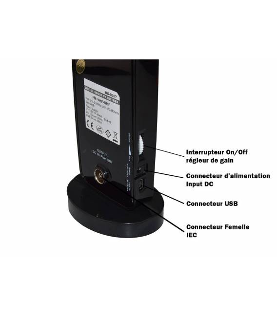 HD-930T Mini antenne intérieure TNT HD DVB-T2 Amplifiée 28dB