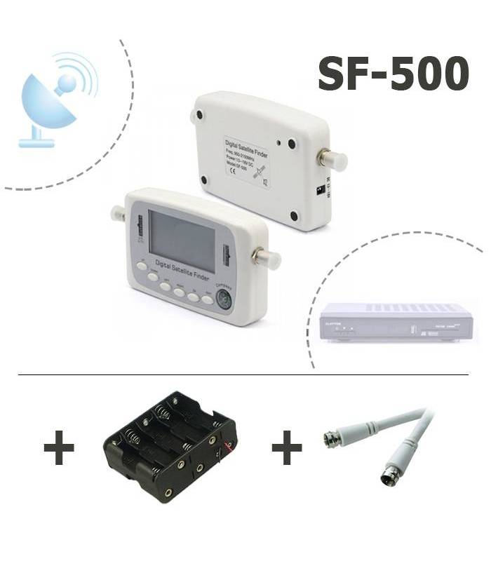 HD-SAT SF-500+ Pointeur Satellite SATFINDER DVB-S2 Réglage parabole  Pointage Facile ASTRA EUTELSAT Coupleur de piles Offert
