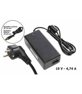 Chargeur de batterie ordinateur portable 19V compatible Dell ou HP - 4.74A 7.4 x 5.0 mm