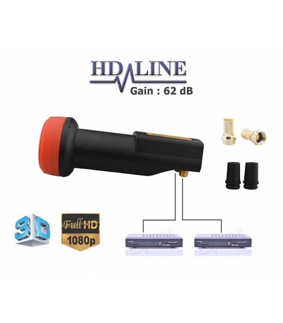 LNB TWIN HD-LINE Black Premium 62db!! 0.1 DB !! 2 Ausgänge Teilnehmer hohe Qualität