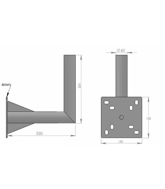 FIXATION L BALCON ANTENNE ET PARABOLE 25X25cm