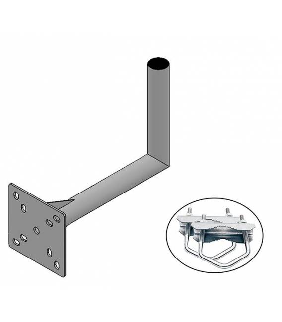 HD-LINE Geländerhalterung Sat Antennen SAT-Halter, 25 cm X 35 CM Wandabstand Mastroh mit Schelle Halter Sat Antennenmast 