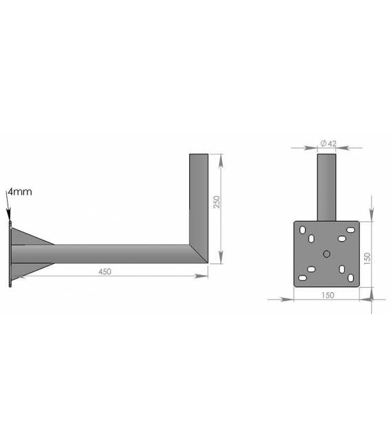 HD-LINE Geländerhalterung Sat Antennen SAT-Halter, 25 cm X 45 CM Wandabstand Mastroh Halter Sat Antennenmast 