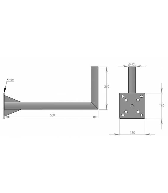 HD-LINE Geländerhalterung Sat Antennen SAT-Halter, 25 cm x 55 cm Wandabstand mit Schelle 