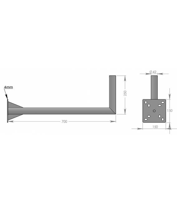 FIXATION L BALCON ANTENNE ET PARABOLE 25X70cm