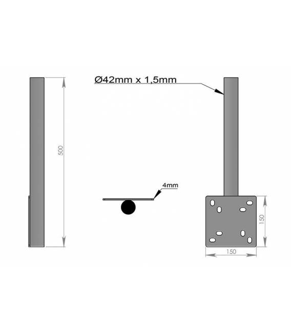 HD-LINE Mast mit Schelle Antenne Halterung BALKON 50 cm für Spiegel Sat Schüssel Decke & Boden & Dach & Balkon 