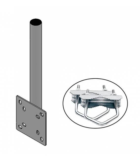 HD-LINE Mast mit Schelle Antenne Halterung BALKON 50 cm für Sat Schüssel Decke & Boden & Dach & Balkon 