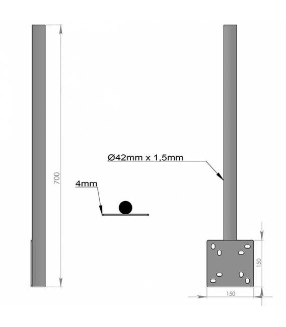 HD-LINE Mast Verlängerung Wand & Balkon Montage mit Schelle Halterung Mastroh Antenne BALKON 70 cm für Spiegel Sat Schüssel