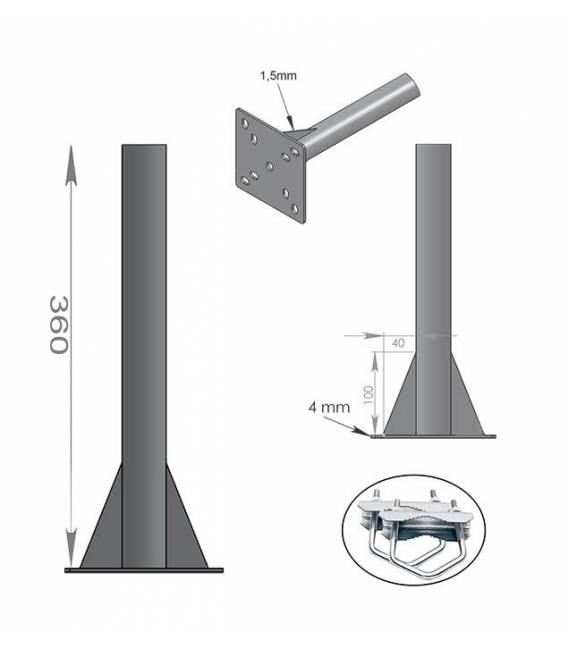 FIXATION BALCON SOL PLAFOND - ANTENNE ET PARABOLE 36cm