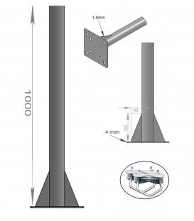HD-LINE Mast mit Schelle Halterung Antenne BALKON 1M 100 CM für Spiegel Sat Schüssel - Decke & Boden & Dach & Balkon Montage