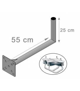 HD-LINE Geländerhalterung Sat Antennen SAT-Halter, 25 cm X 55 cm Wandabstand Mastroh mit Schelle Halter Sat Antennenmast 