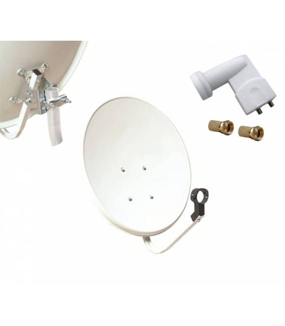 Kit HD-LINE Basic Parabole 60cm acier + LNB Twin + 2 connecteurs