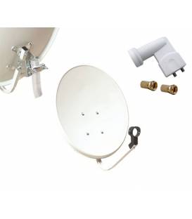 Kit HD-LINE Basic Parabole 60cm acier + LNB Twin + 2 connecteurs