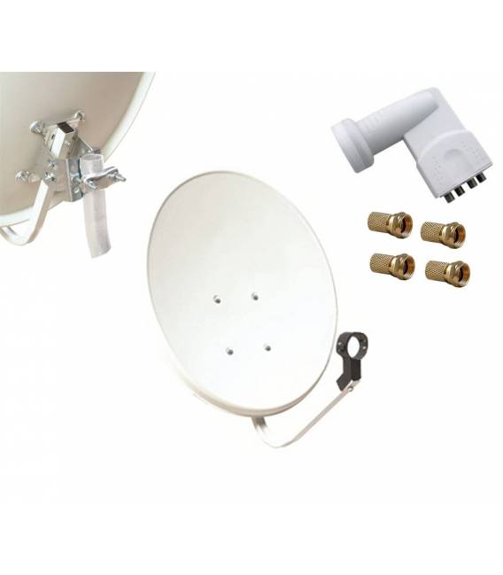 Kit HD-LINE Basic Satellite Dish 60cm Steel + LNB Quad + 4 connectors