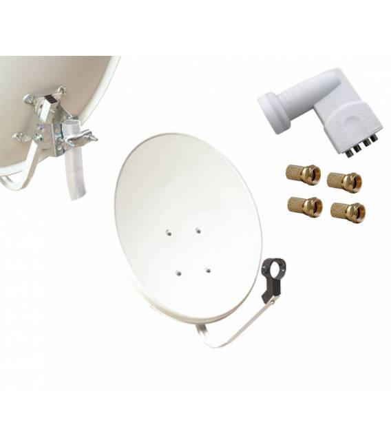 Kit HD-LINE Basic Parabole 60cm acier + LNB Quad + 4 connecteurs