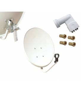 Kit HD-LINE Basic Parabole 60cm acier + LNB Quad + 4 connecteurs