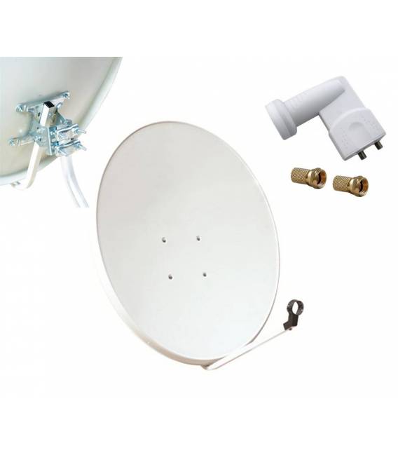 Set HD-LINE Basic Sat-Schüssel 80cm Stahl LNB Twin 2 Verbinder