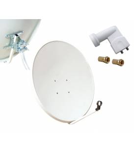 Kit HD-LINE Basic Parabole 80cm acier + LNB Twin + 2 connecteurs