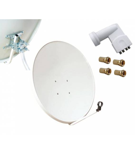 Kit HD-LINE Basic Satellite Dish 80cm Steel + LNB Quad + 4 connectors