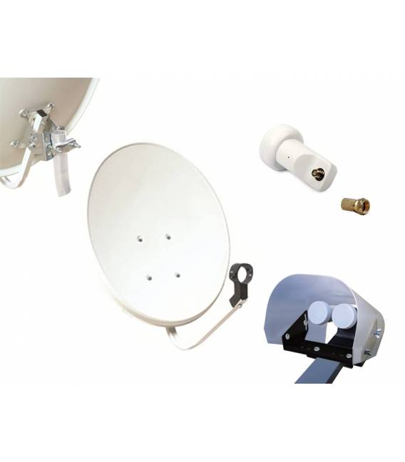 Set HD-LINE Basic Sat-Schüssel 70cm Stahl LNB Single Wetterschutz 1 Verbinder
