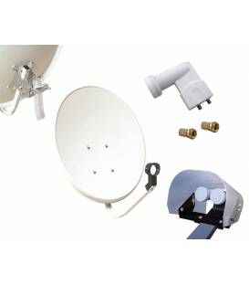Kit HD-LINE Basic Parabole 70cm acier + LNB Twin + Protection anti-pluie + 2 connecteurs