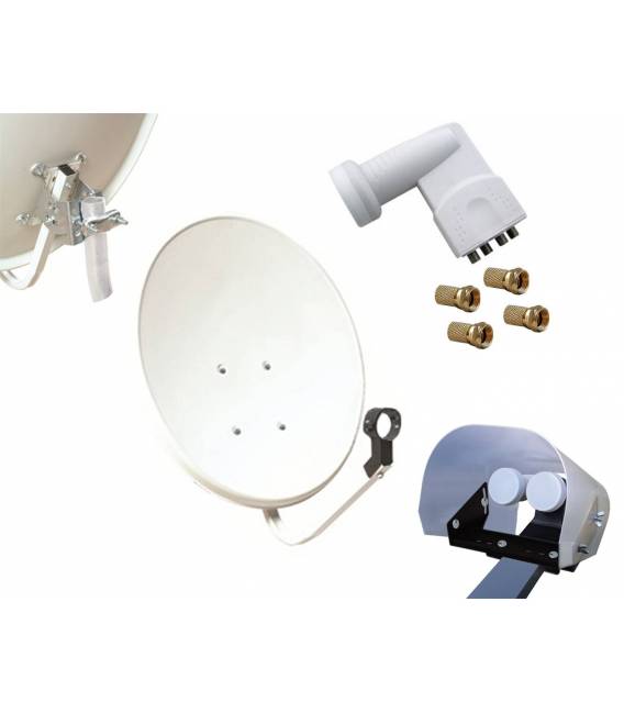 Kit HD-LINE Basic Satellite Dish 70cm Steel + LNB Quad + Weather-Protection + 4 connectors