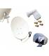 Kit installation satellite parabole 70cm + LNB quad + Protection anti pluie