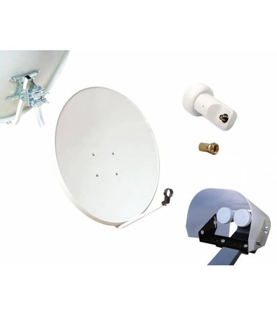 Set HD-LINE Basic Sat-Schüssel 80cm Stahl LNB Single Wetterschutz 1 Verbinder