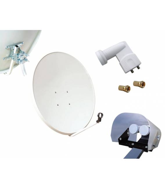 Kit HD-LINE Basic Parabole 80cm acier + LNB Twin + Protection anti-pluie + 2 connecteurs