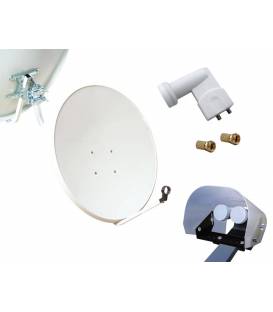 Kit HD-LINE Basic Parabole 80cm acier + LNB Twin + Protection anti-pluie + 2 connecteurs
