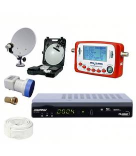 Camping Set: Sat-Schüssel 37CM LNB SINGLE SF-500 Zigarettenanzünderkabel IR Empfänger Jack Kabel 10M DIGIHOME DSF-30