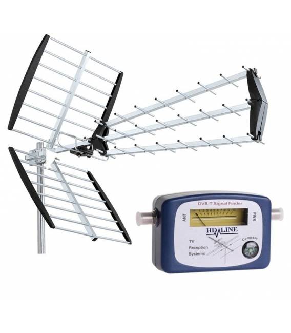 HD-LINE ANTENNE TNT 18 DB + kit POINTEUR TERRESTRE