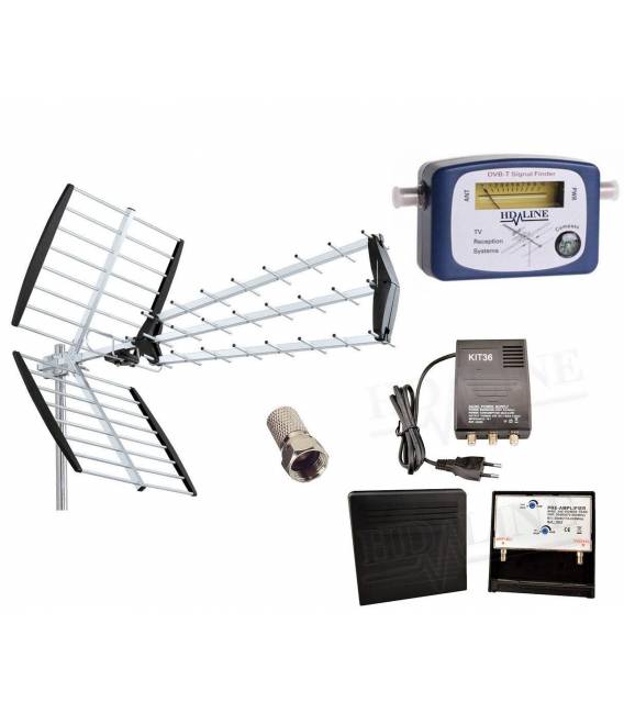 ANTENNE RATEAU TNT FULL HD TERRESTRE UHF + Pointeur dvb-t + kit Amplificateur