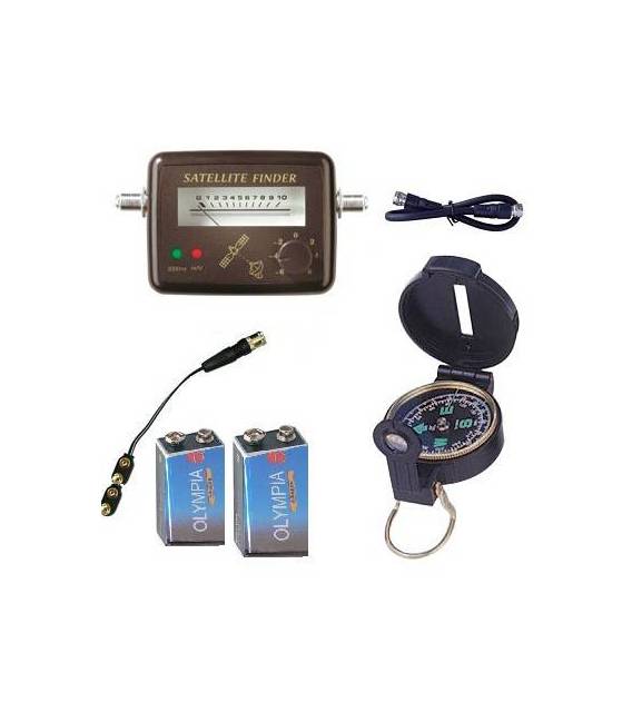 KIT SATFINDER POINTEUR SATELLITE + Boussole + Cable + piles