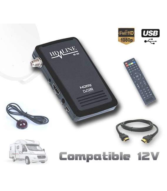 HD-LINE HD-100 Mini récepteur satellite FTA HD 220V 12V Idéal camping
