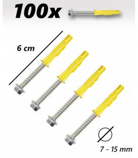 Set of 100 screws and pegs for attachment to the wall - Ideal to fix Sat dishes or TV Screen to the wall