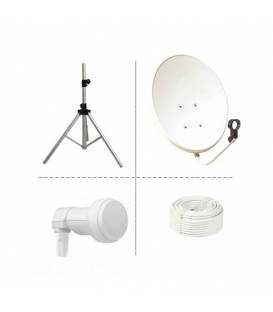 KIT Satellite Dish 50 cm + LNB Single + 10m Cable + Tripod telescopic