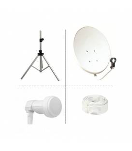 SET Sat-Schüssel 70 cm LNB Single 10m Kabel Teleskop Dreibeinstativ