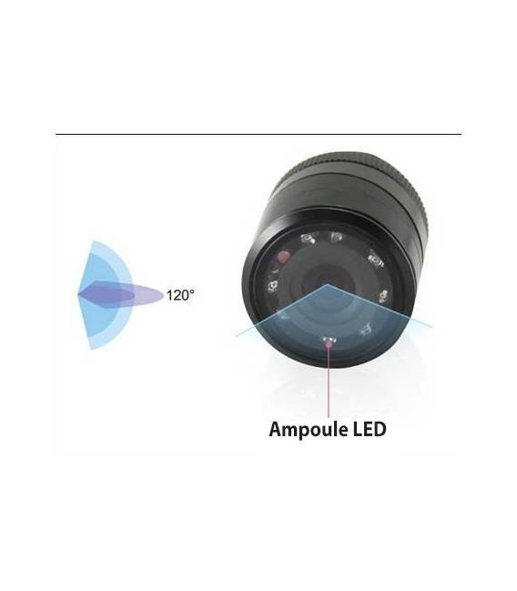Mini Caméra voiture Recul + Rétroviseur Central - Fixation arrière auto - LED Nuit - Angle 120° - Waterproof