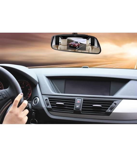 Rétroviseur Central à écran intégré - Accessoire vidéo pour auto - Lecture simultanée de 2 caméras