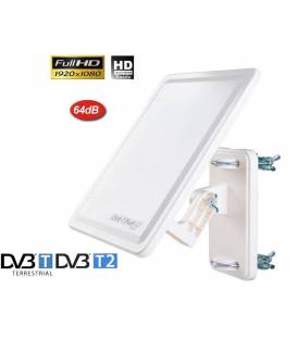 DVB-T ANTENNE PLATE TERRESTRE TNT UHF VHF FullHD omnidirectionnelle 64 dB