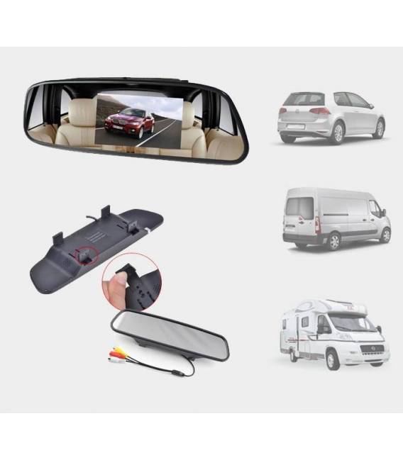 Mini Caméra voiture Recul + Rétroviseur Central - SANS FIL - Fixation avant / arrière auto - LED Nuit - Angle 120° - Waterproof