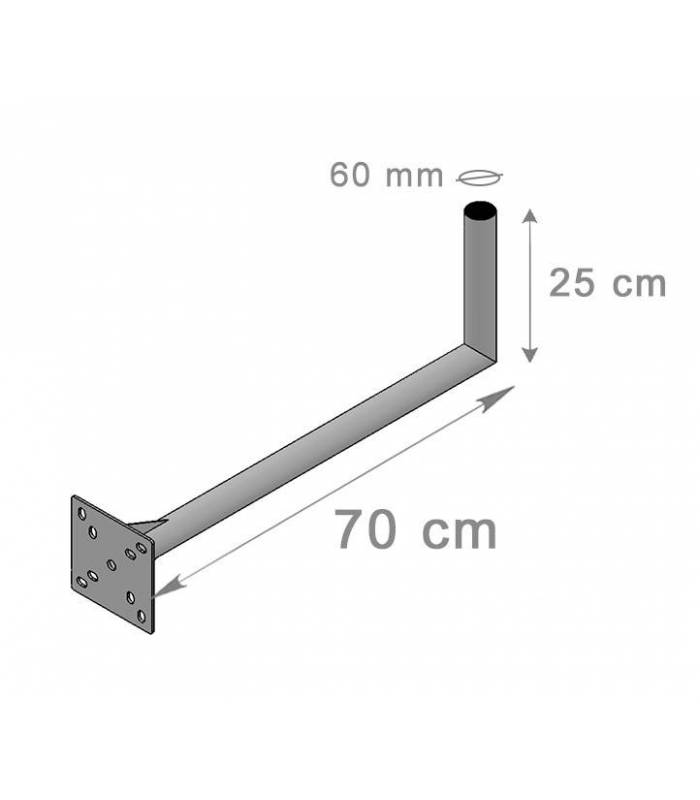 Bras Coudé En L Déport 60 Cm Acier Robuste - Fixation Murale Pour Antenne Parabole HDSAT