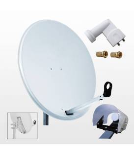 Kit HD-LINE PRO Parabole 100cm acier blanche + LNB Twin + Protection anti-pluie + 2 connecteurs