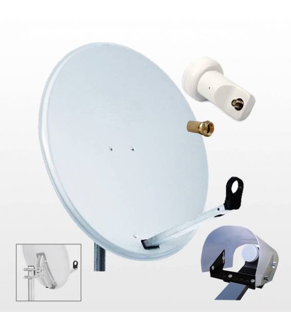 Kit HD-LINE PRO Parabole 100cm acier blanche + LNB Single + Protection anti-pluie + 1 connecteur