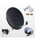 Kit HD-LINE PRO Parabole 80cm acier blanche anthracite + LNB Twin + Protection anti-pluie + 2 connecteurs